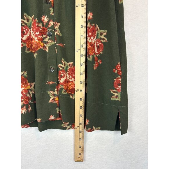Button Up Tunic Dress  Womens Small Floral Olive Green Stillwater - Picture 9 of 11
